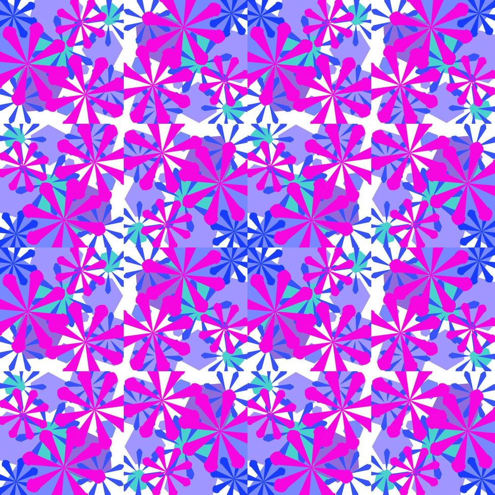 Abstract colorful doodle geometric flower seamless pattern. Floral background. Mosaic, geo tile ornament. vector