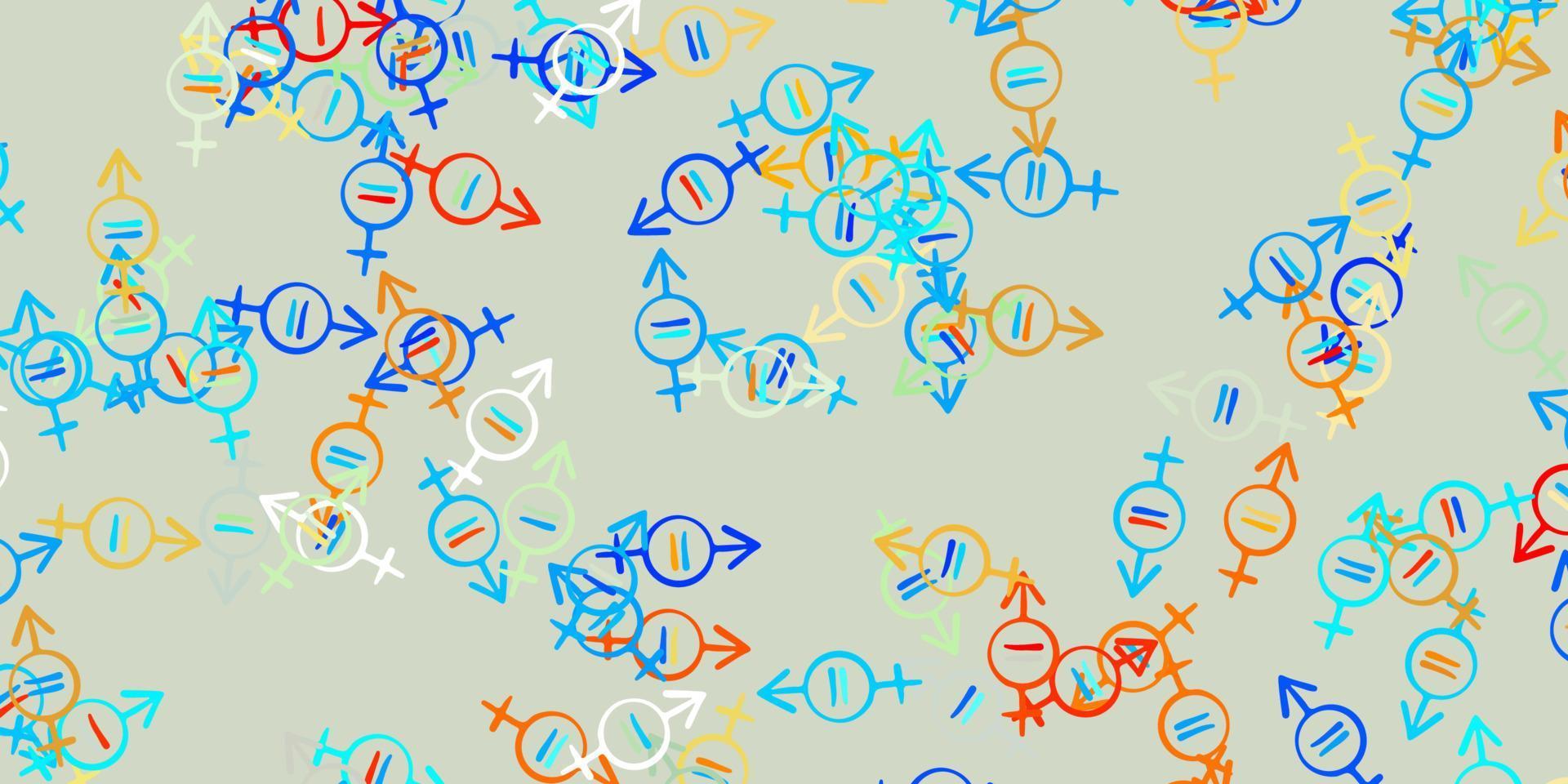 Light Blue, Red vector background with woman symbols.
