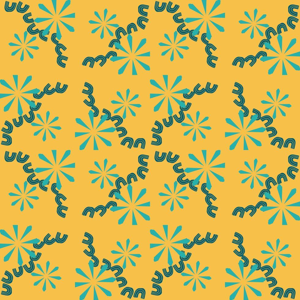 Abstract colorful doodle geometric flower seamless pattern. Floral background. Mosaic, geo tile ornament. vector