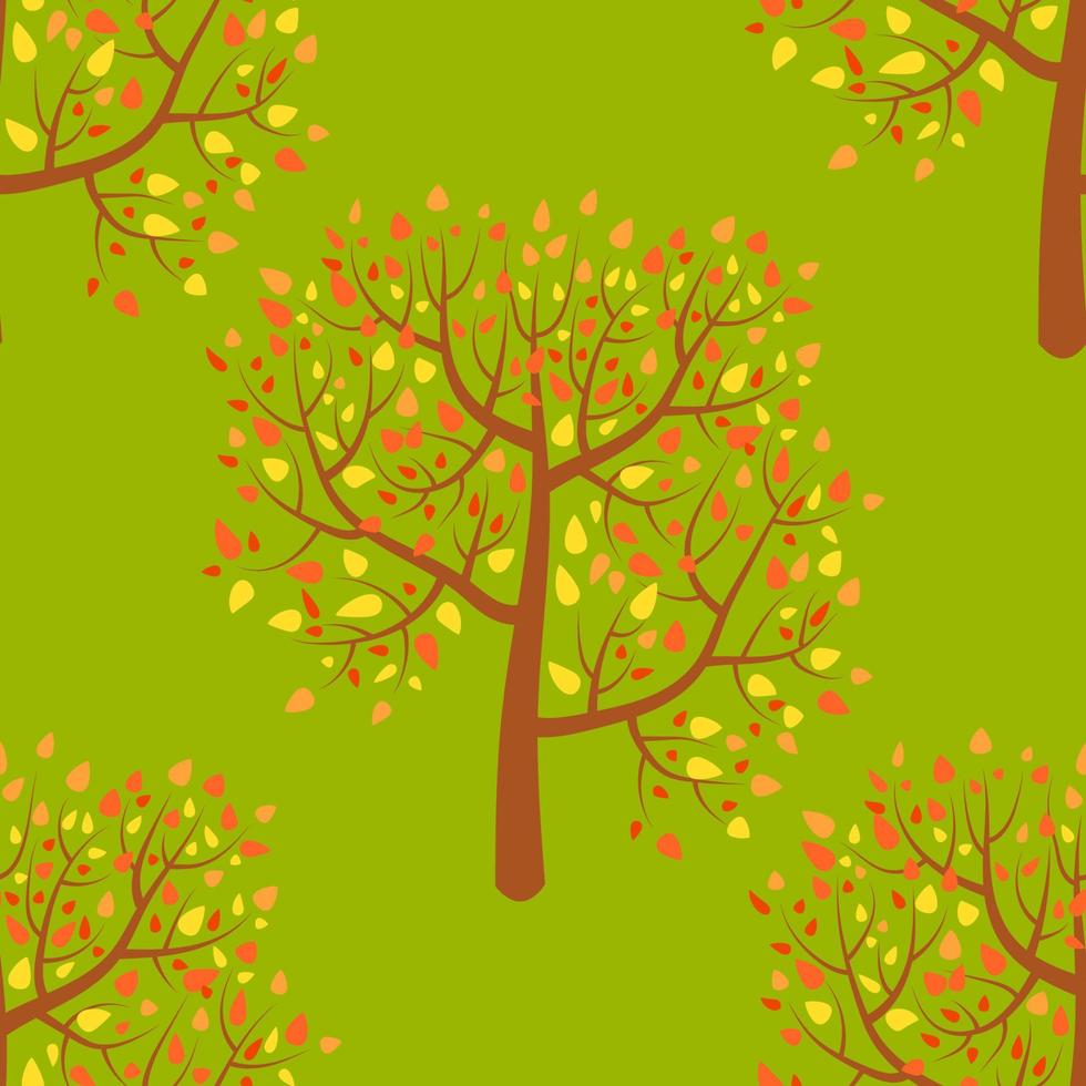 fondo de bosque de verano de dibujos animados. bosque de patrones sin fisuras con árboles. vector