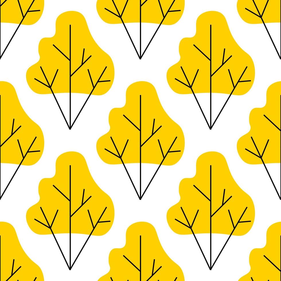 Cute forest seamless pattern with cartoon summer trees in flat style. Woodland background. vector