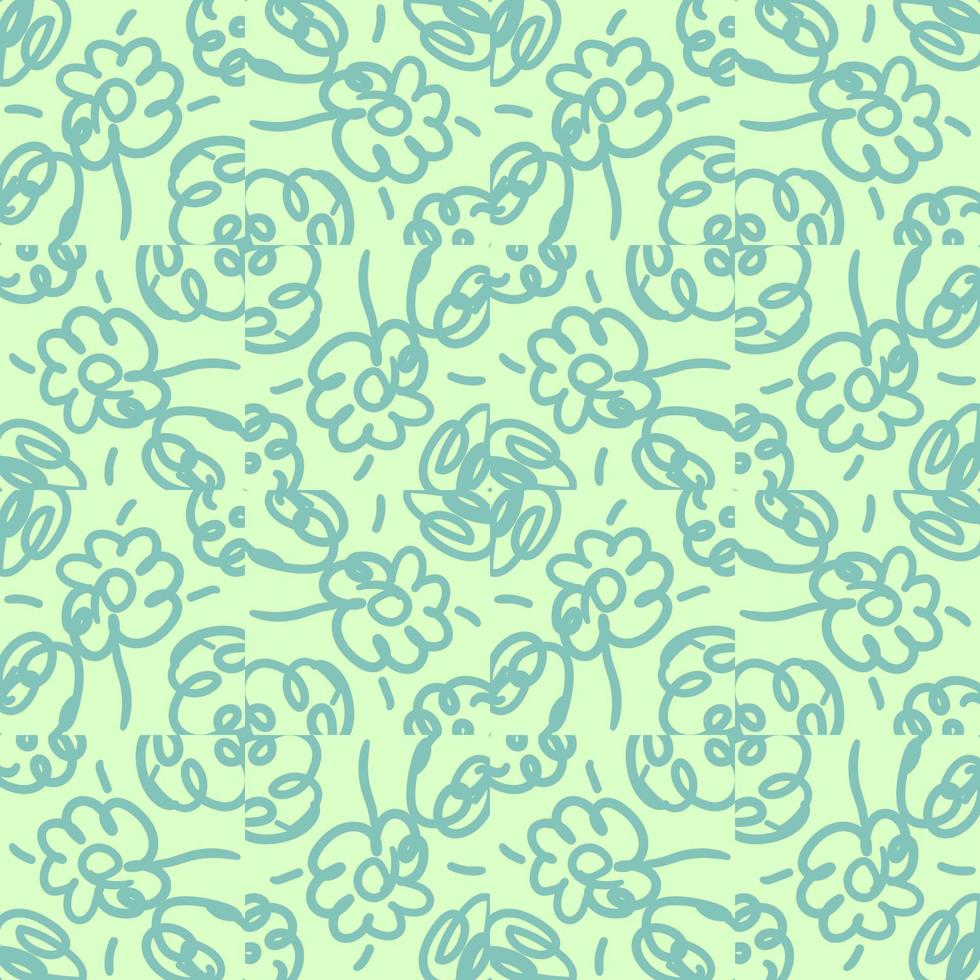 Abstract colorful doodle geometric flower seamless pattern. Floral background. Mosaic, geo tile ornament. vector