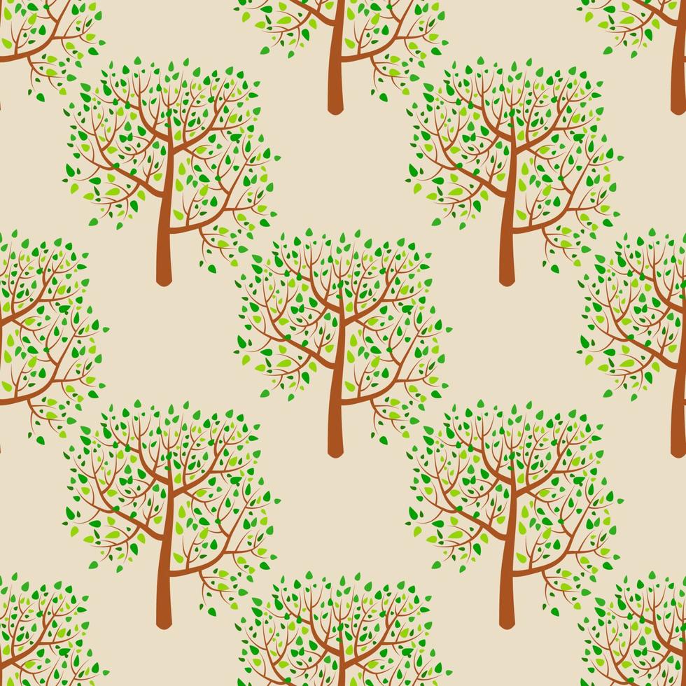 fondo de bosque de verano de dibujos animados. bosque de patrones sin fisuras con árboles. vector