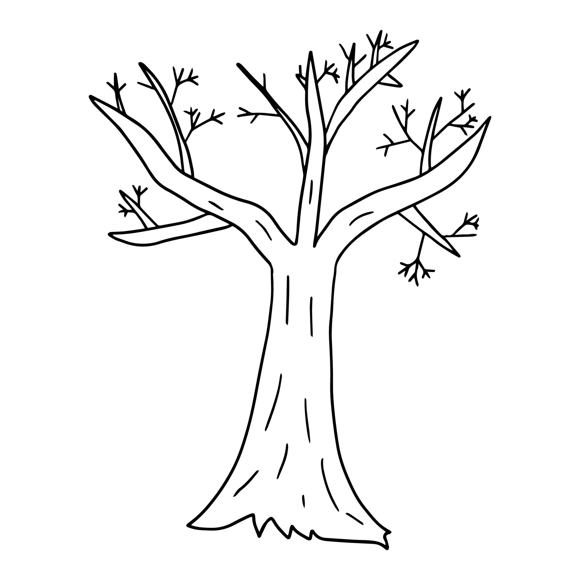 Cartoon bare winter tree in doodle style isolated on white background. Fall  plant. 7187595 Vector Art at Vecteezy