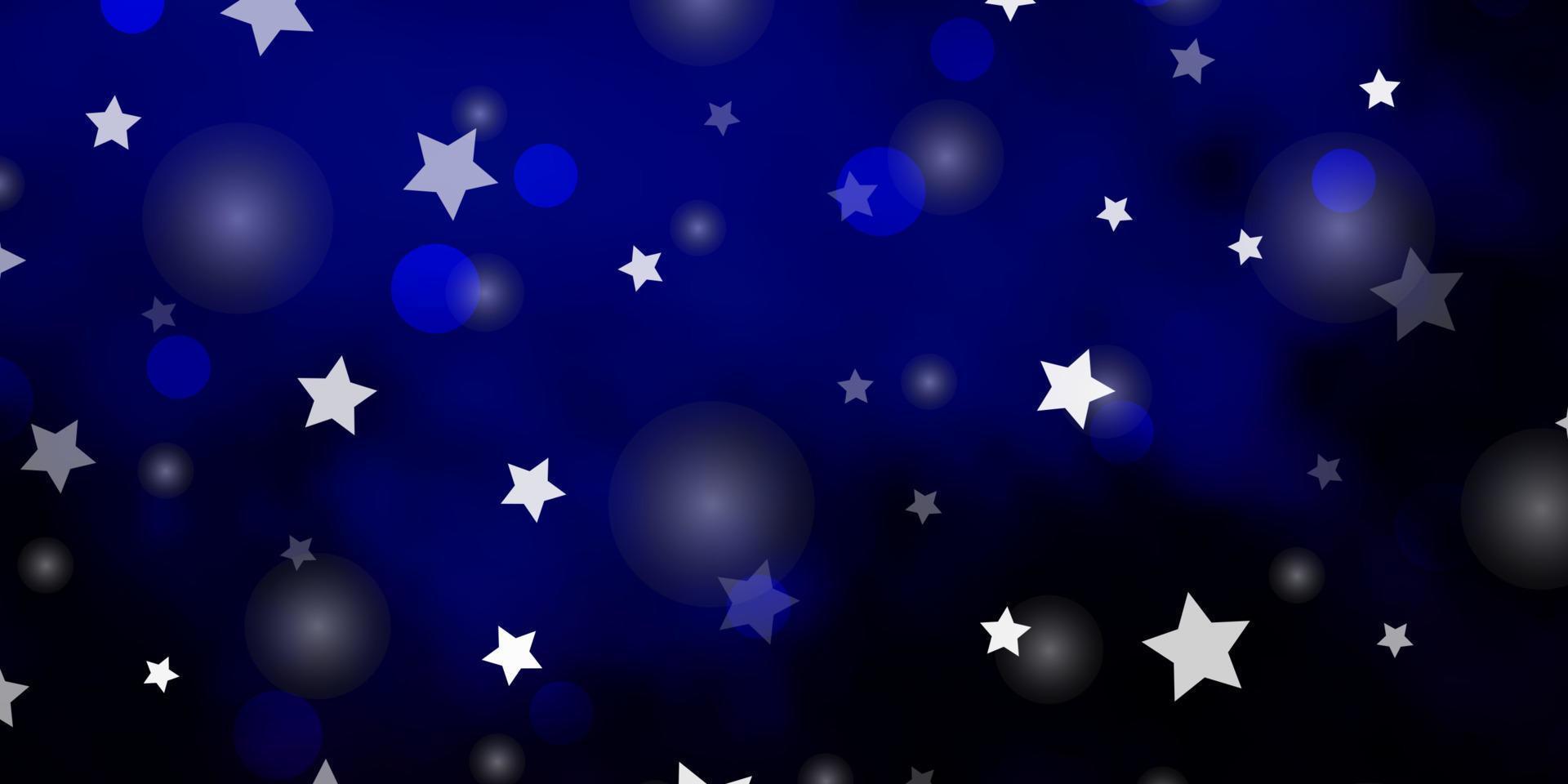 plantilla de vector azul oscuro con círculos, estrellas.