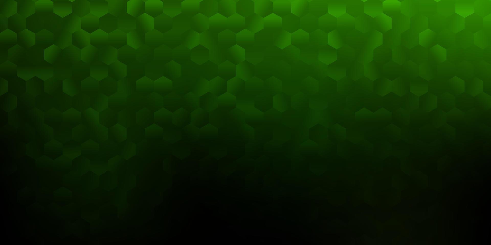 textura de vector verde oscuro con hexágonos de colores.