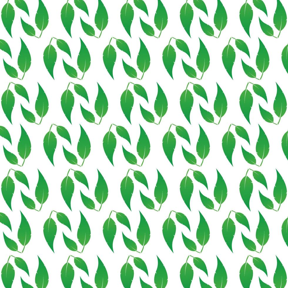 plantilla de textura de hojas verdes modernas, hoja natural fresca esparcida en bg blanco, papel tapiz de hojas, patrón, vector de póster, ilustración.