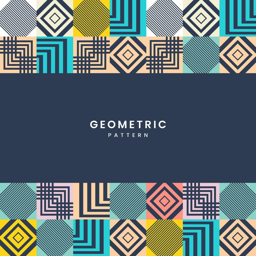 Modern geometric abstract background with text. the geometrical texture with colorist shapes, yellow, blue, cream, pink. vector, illustration vector