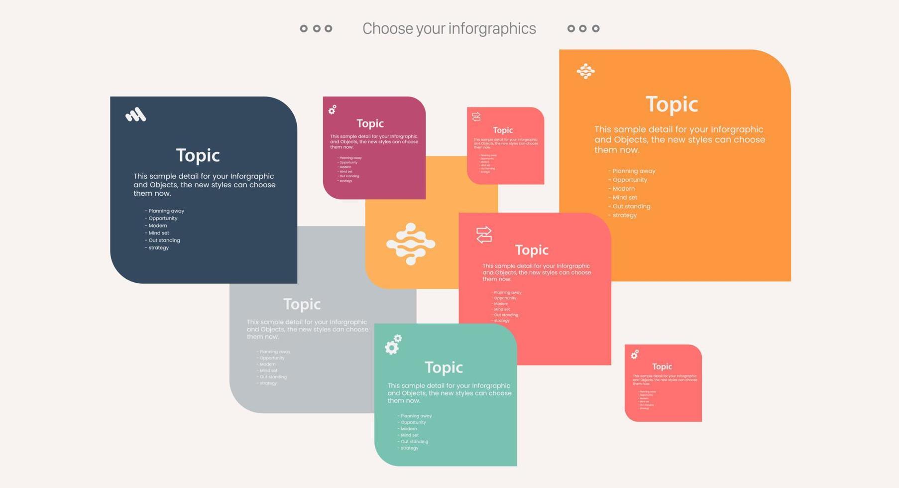 FIVE Steps and 5 colors of infographic Process or brown, yellow Circles option pannel on white background and Infographic template with 5 Opions or steps vector
