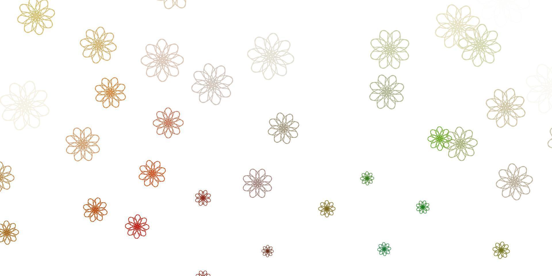 Light Green, Yellow vector doodle texture with flowers.