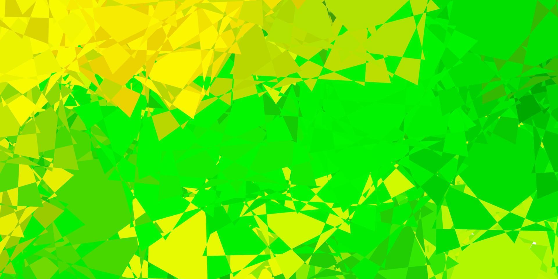 diseño de vector verde claro, amarillo con formas triangulares.