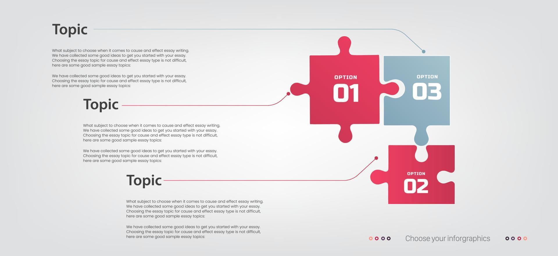 opciones de rompecabezas de infografía en diseño de plantillas de colores rojos vector