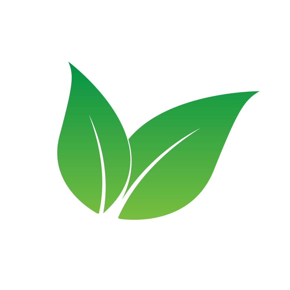 logotipo de icono de vector de hoja verde. hoja vegana en diseño de símbolo plano ecológico verde fresco, plantilla de forma simple de icono de hierbas.