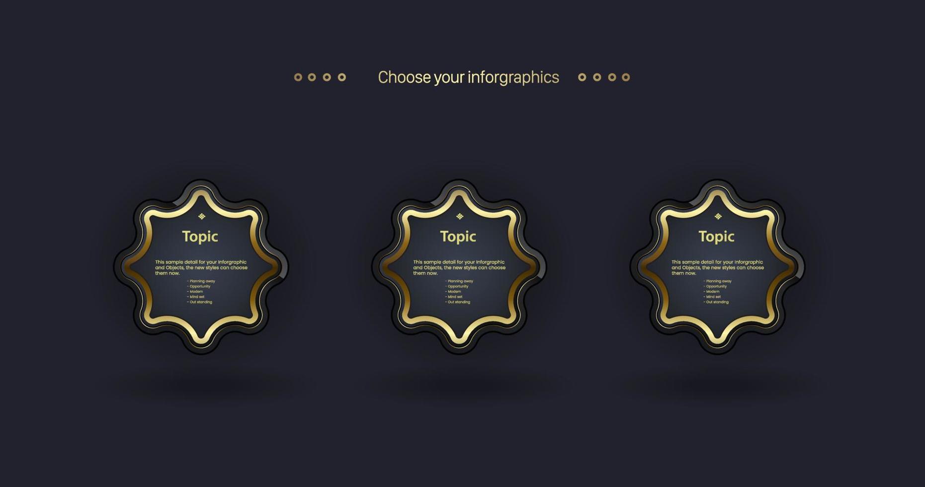 Luxury buttons Design and premium elements shapes tools templae with Star elegant shapes on dark background. Abstract element Creative banners design vector