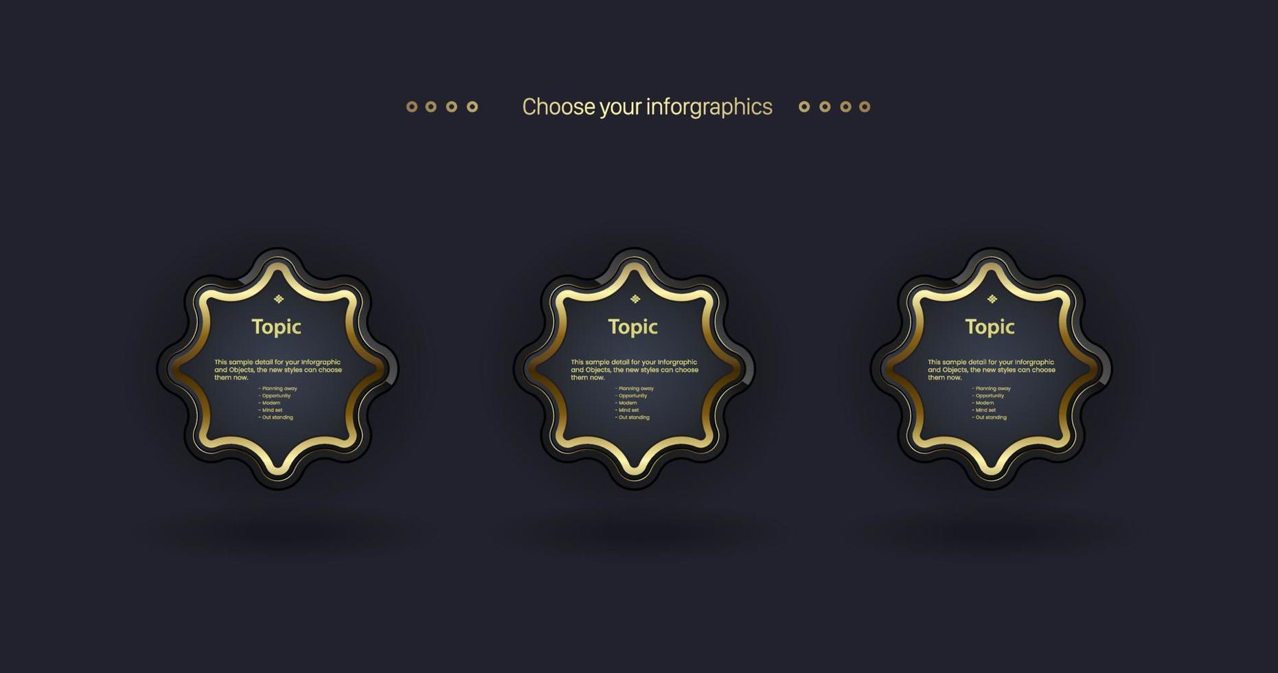 Luxury buttons Design and premium elements shapes tools templae with Star elegant shapes on dark background. Abstract element Creative banners design vector