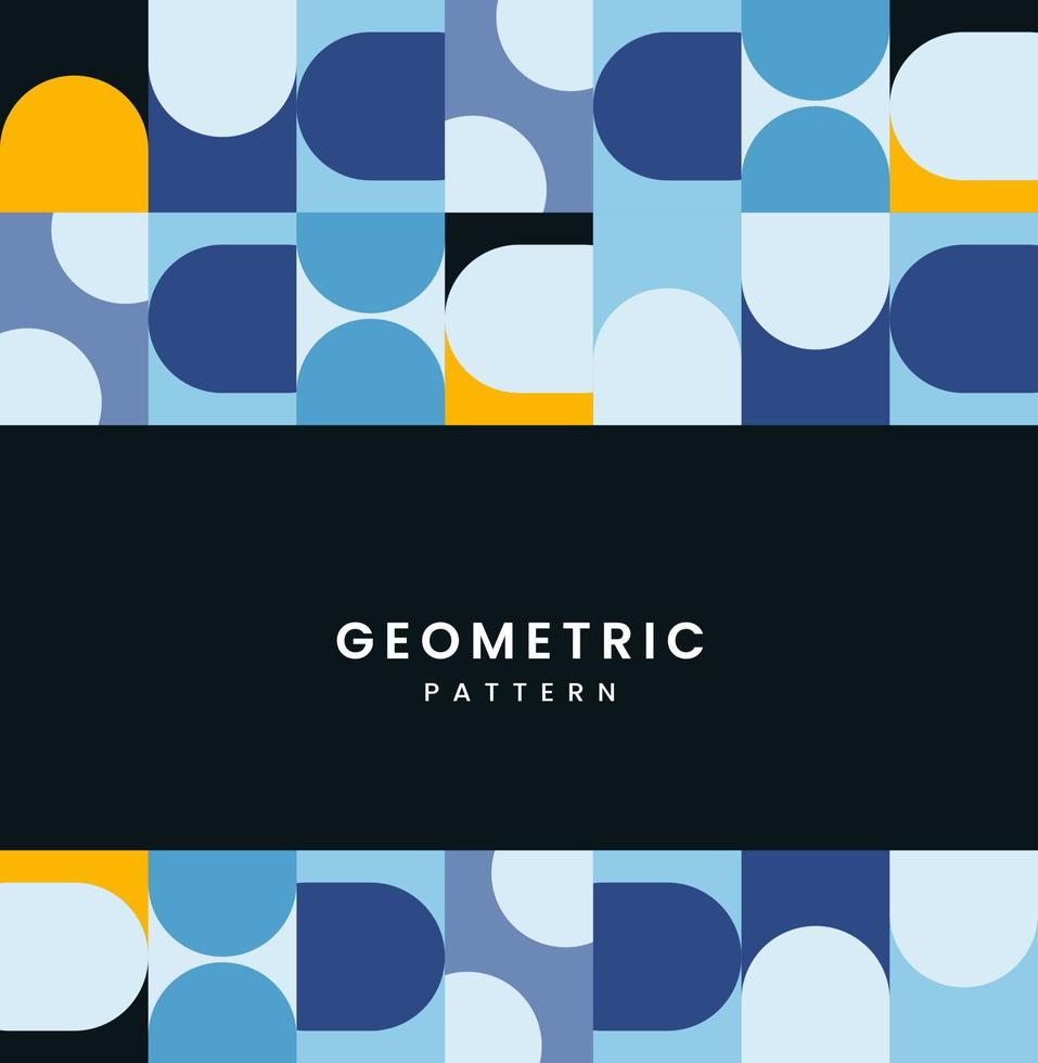 patrones y texturas formas geométricas con texto, fondo azul y blanco. formas geométricas vector de elementos abstractos curvos, diseño de patrón geométrico utilizado en pancartas, paquetes, fondos de pantalla,