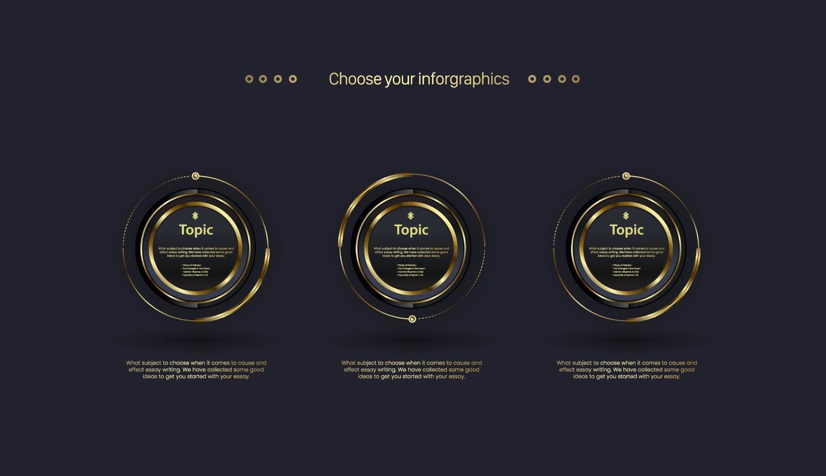 Steps of Three buttons Timeline infographics template and with a modern cirxcles luxury elements. Premium levels Business concept chart in work flow and steps vector