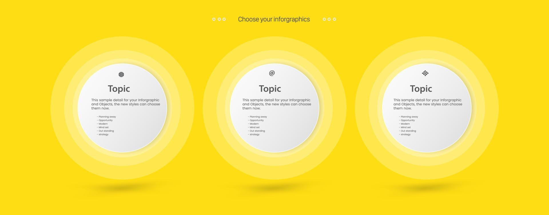 THREE Steps of infographic Process with 3 chart in white pannels onLight blue Background and Infographic template with three opions or steps, 3 business template for presentation vector