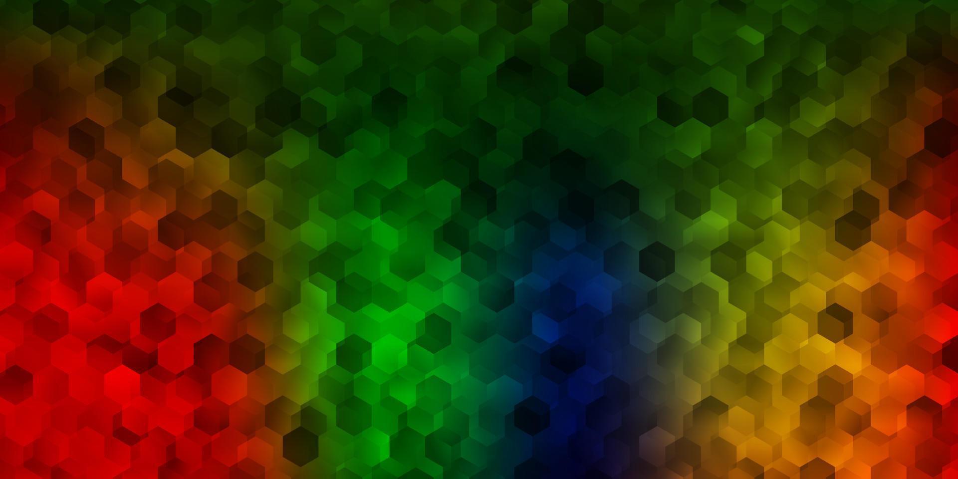 Dark multicolor vector cover with simple hexagons.