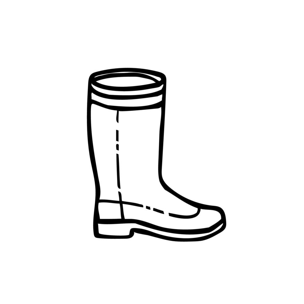 icono de línea de bota de goma. botas de lluvia wellington vector