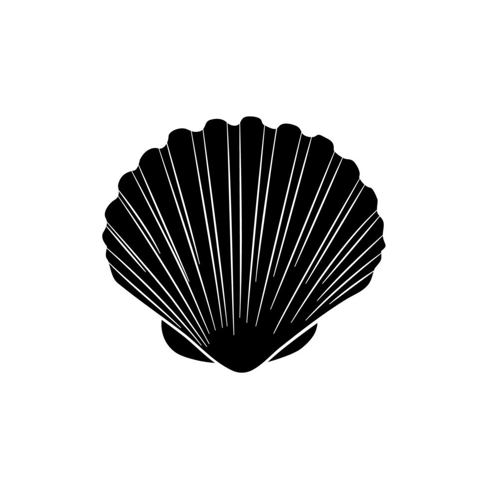 Sea shell, scallop vector illustration. Seashell silhouette icon