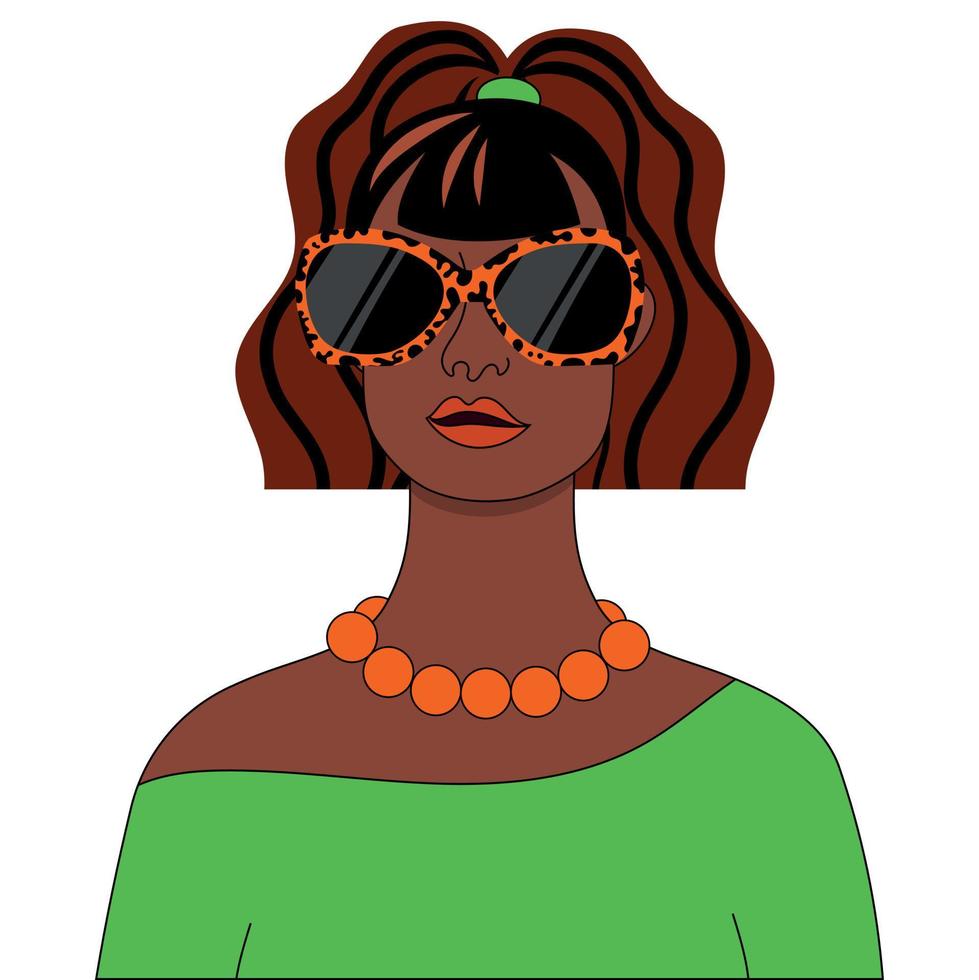 beautiful black girl in sunglasses vector
