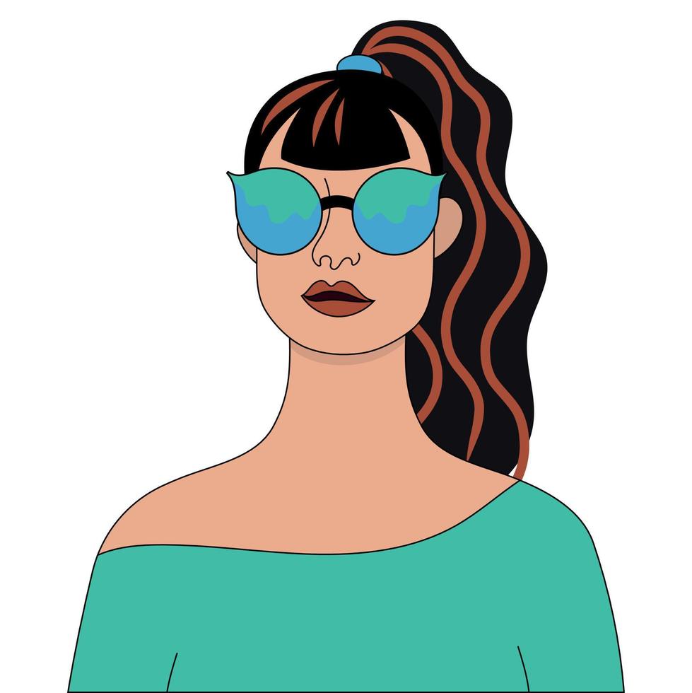 beautiful girl in sunglasses vector