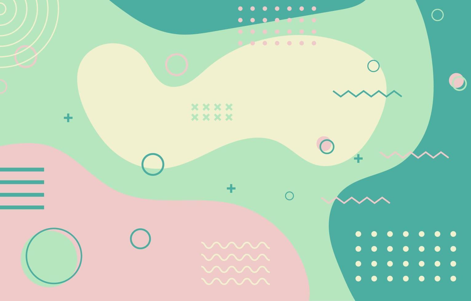 abstract fluid background with organic shapes and memphis elements vector