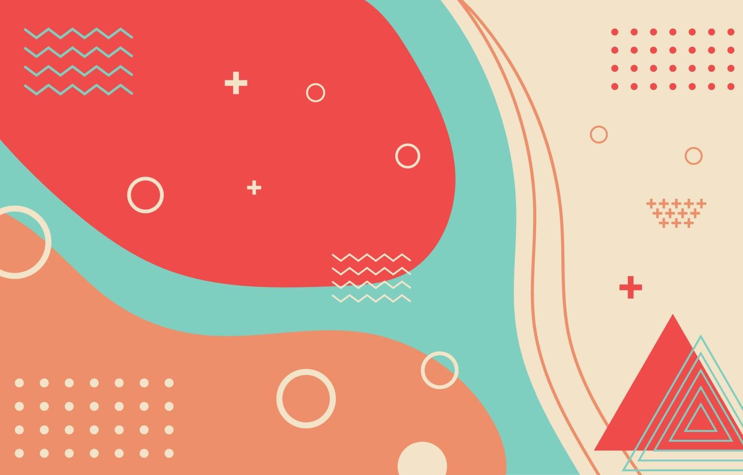 abstract fluid background with organic shapes and memphis elements vector