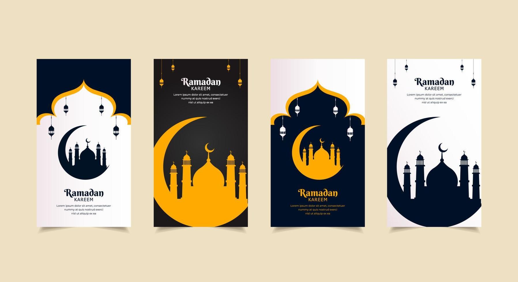 colección moderna de historias de diseño de ramadán. vector de fondo de año nuevo islámico.