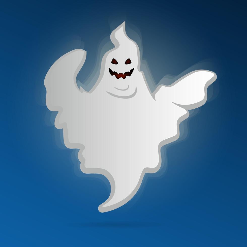 Scary ghost vector illustration. Halloween cartoon costume vector