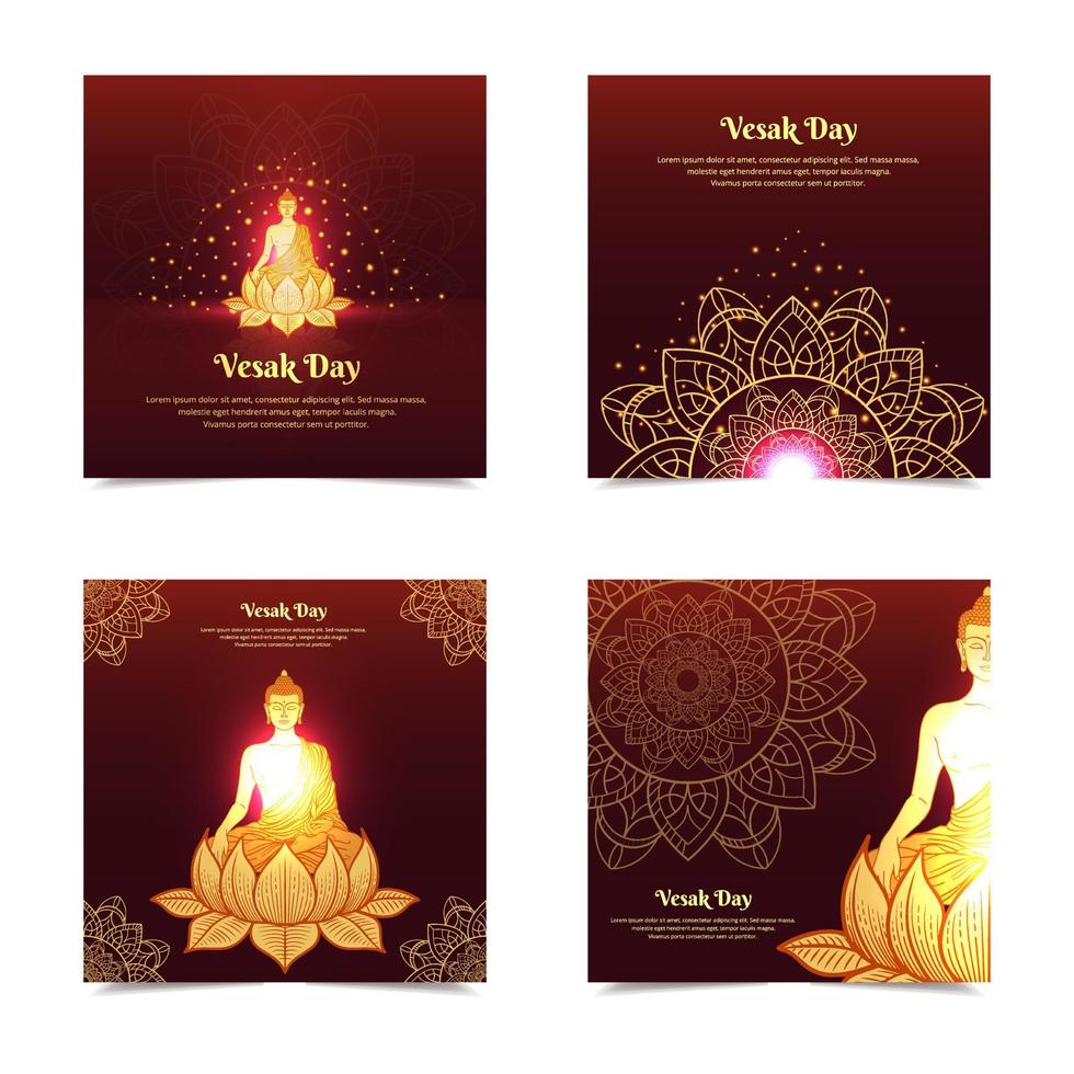 Collection of Vesak Day background with temple and Lord Buddha silhouette  7189545 Vector Art at Vecteezy