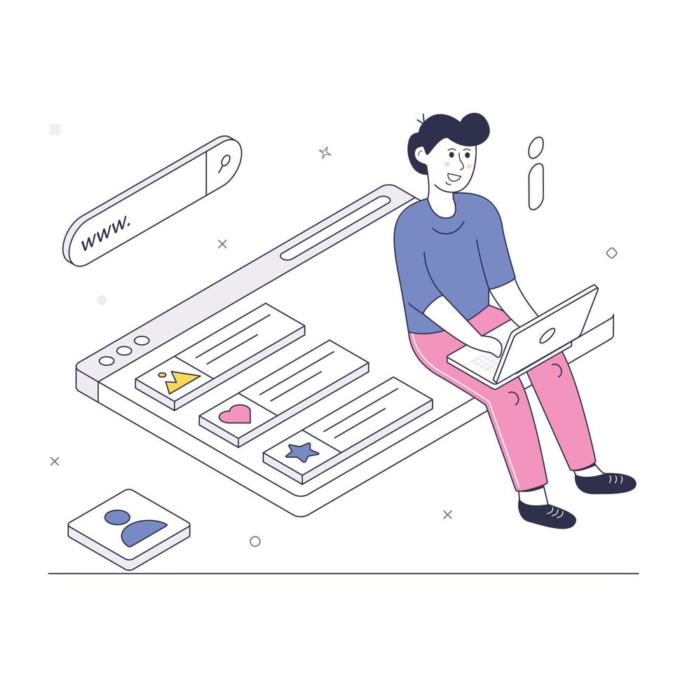 A well-designed isometric illustration of web content vector