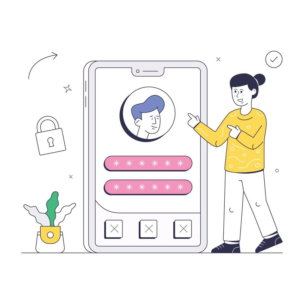Illustration of user profile designed in flat design with high graphic effects vector