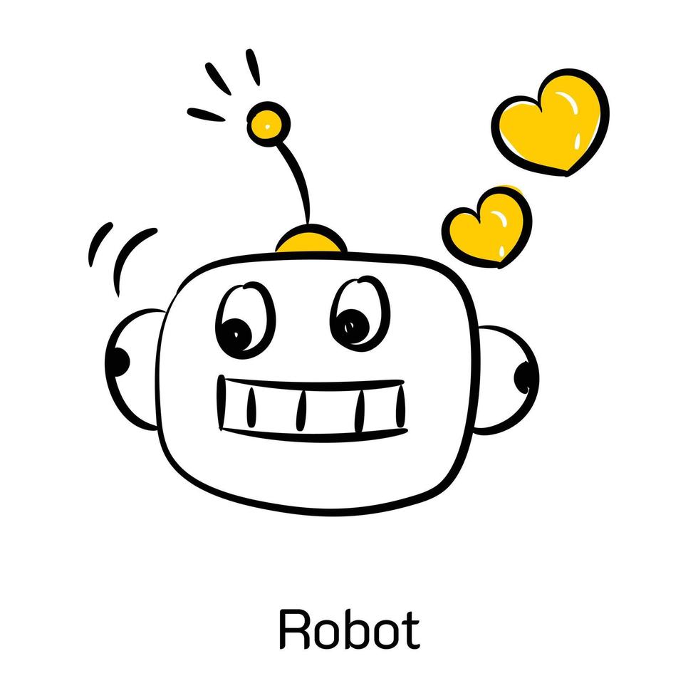 Premium hand drawn icon of robot vector