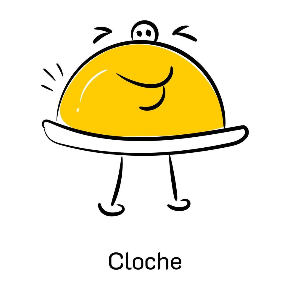 cloche para servir comida, icono dibujado a mano vector