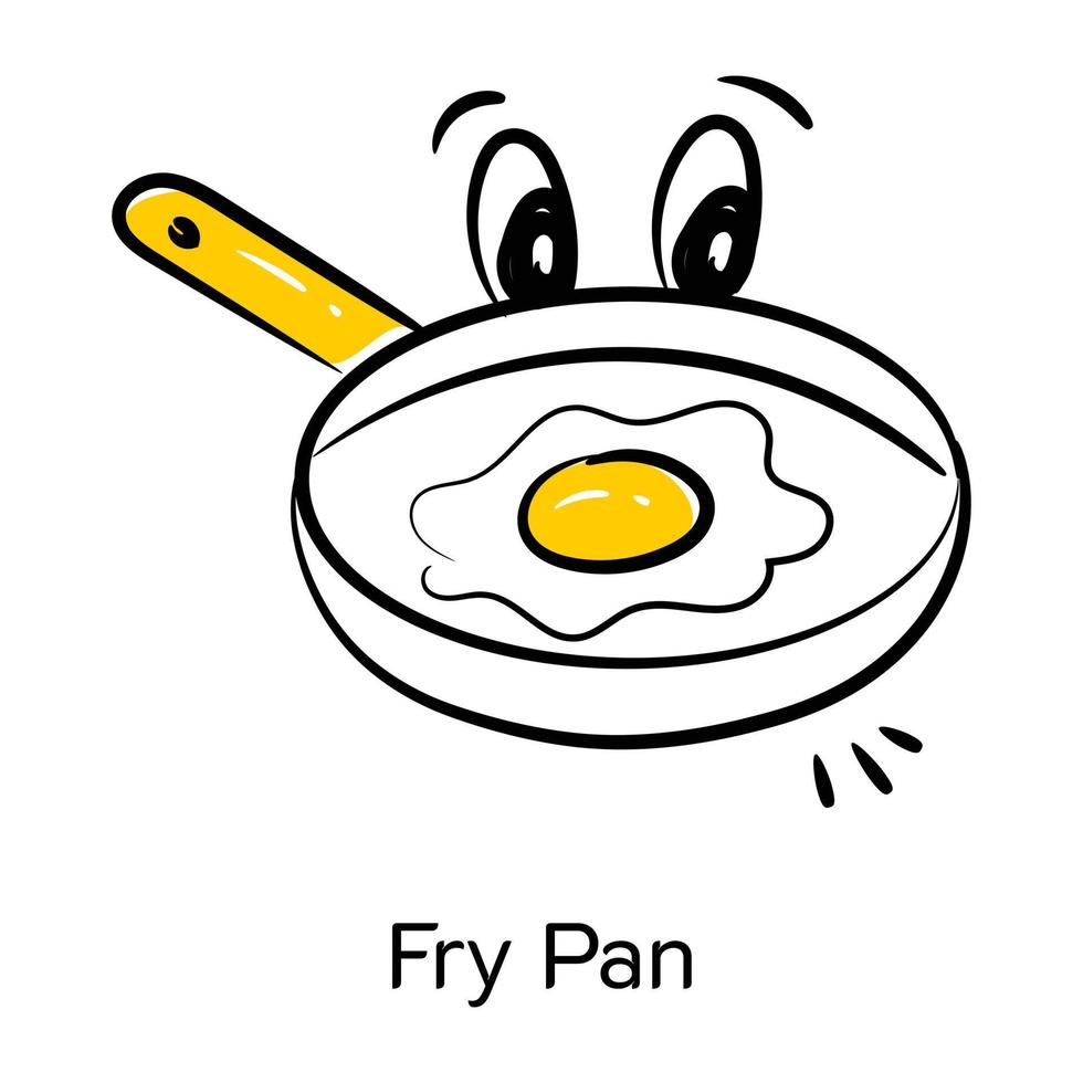 Hand drawn icon of fry pan is now available for premium download vector