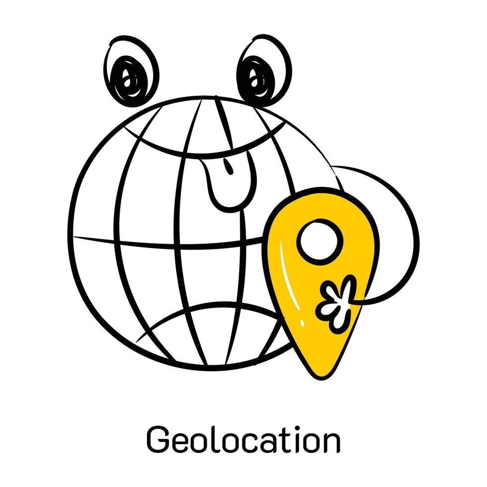 un increíble icono dibujado a mano de geolocalización vector