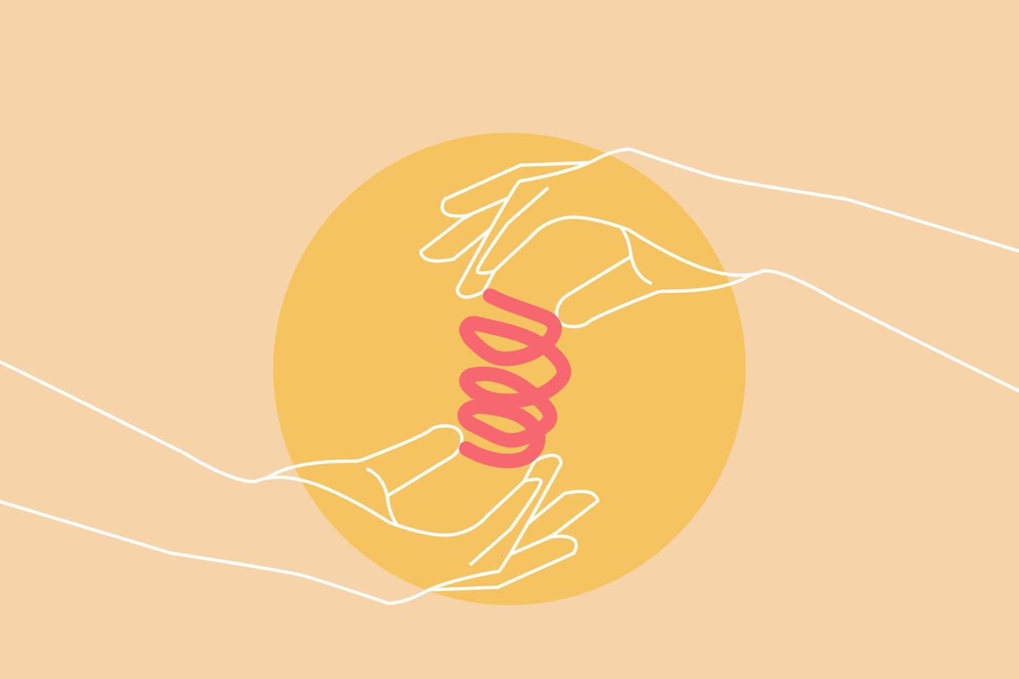 hands holding shape against pitch background. Symbol of teamwork, cooperation, partnership vector