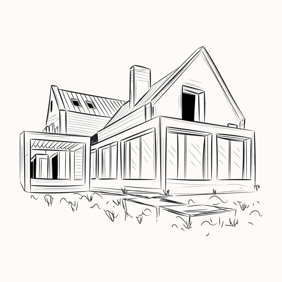 A scalable hand drawn illustration of house vector