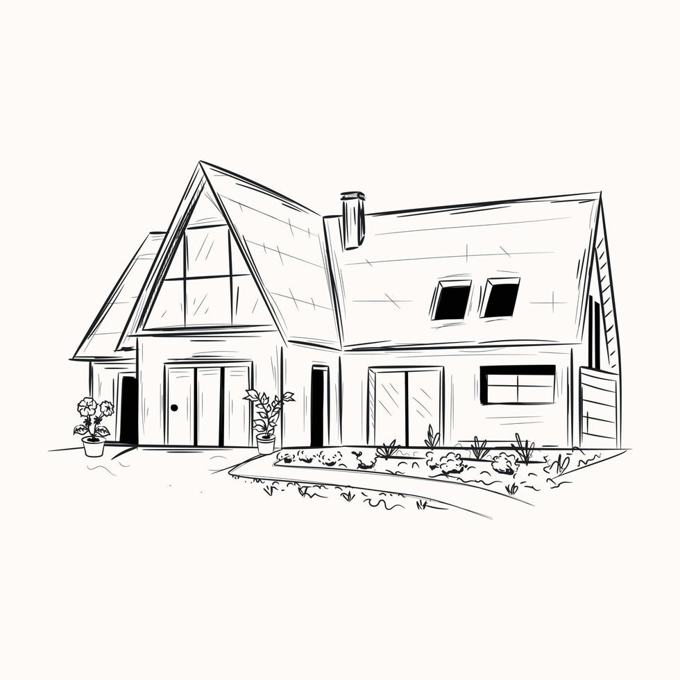 A scalable hand drawn illustration of house vector