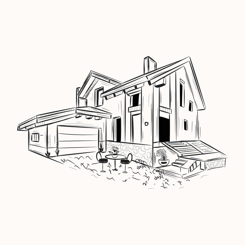 A scalable hand drawn illustration of house vector