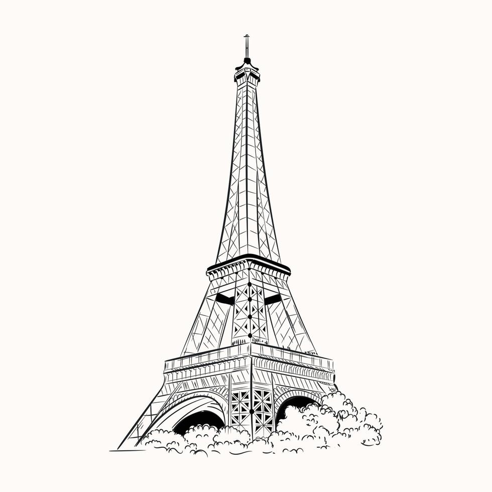 Captivating hand drawn illustration of eiffel tower vector