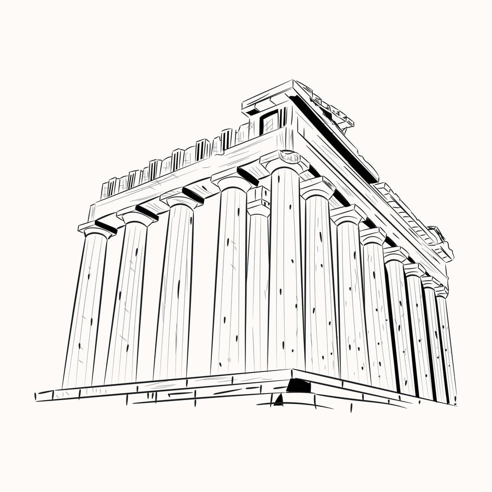 toma esta ilustración dibujada a mano del templo de zeus vector