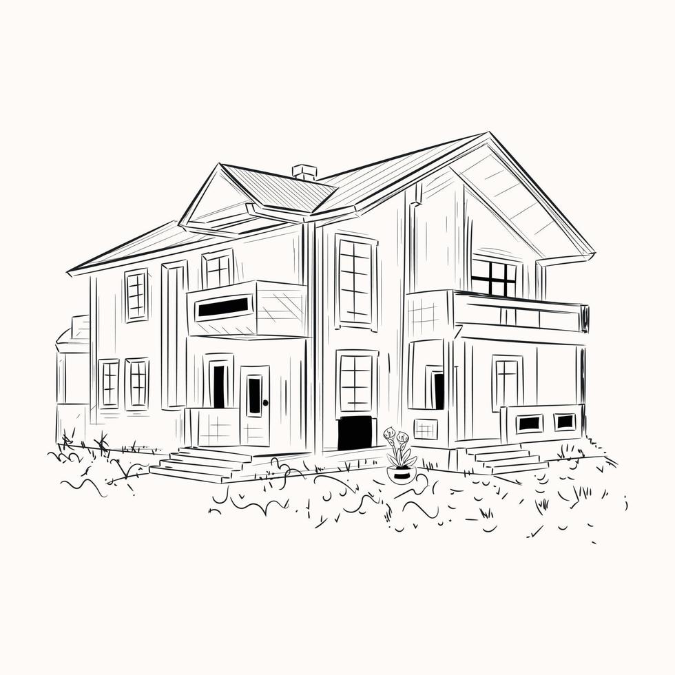 A scalable hand drawn illustration of house vector