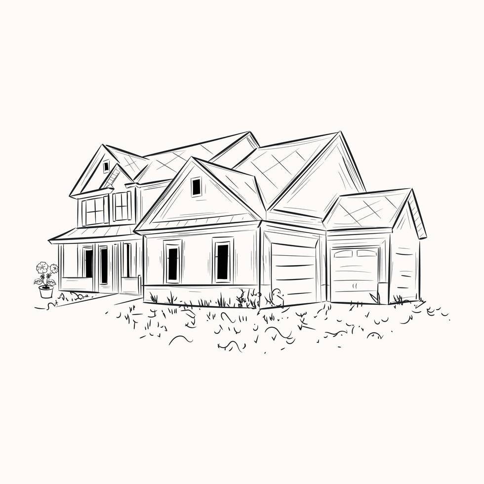 A scalable hand drawn illustration of house vector