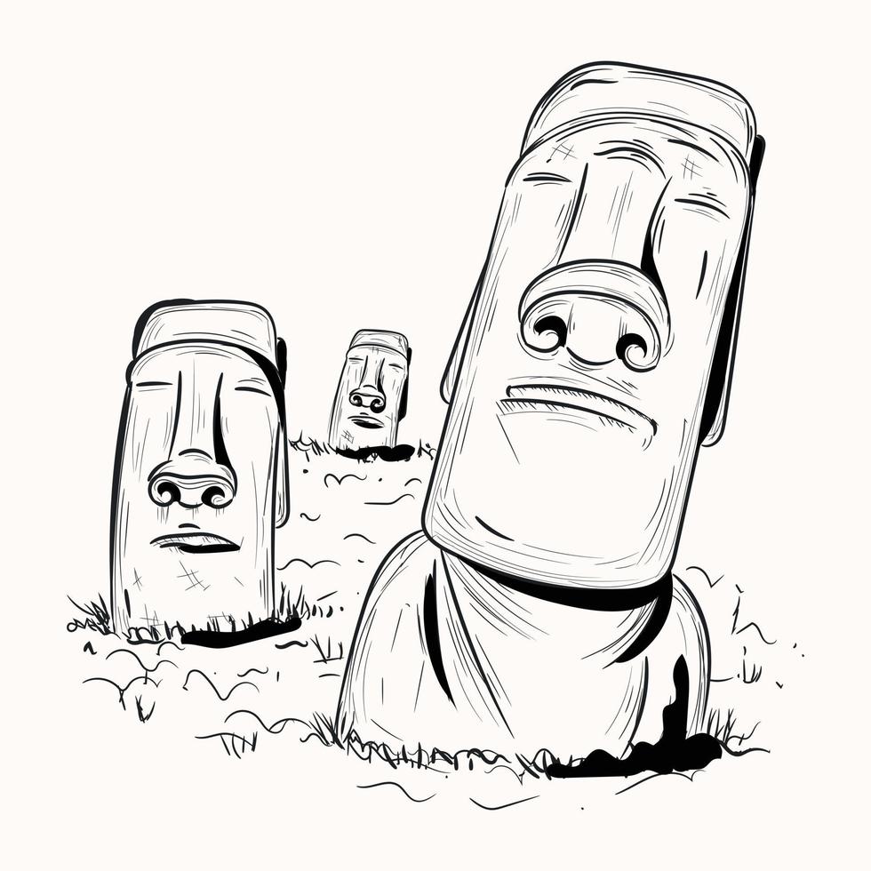 Get a glimpse of this hand drawn illustration of moai statue vector