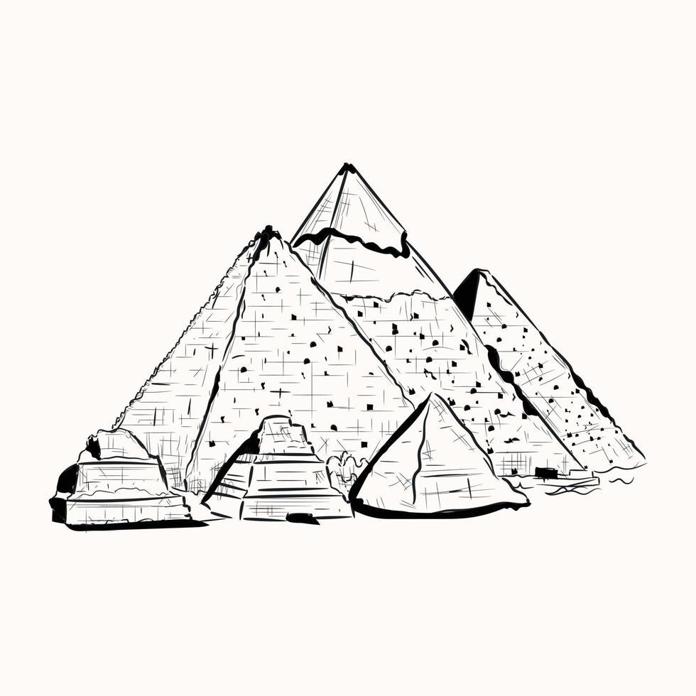 Grab this amazing hand drawn illustration of pyramid of giza vector