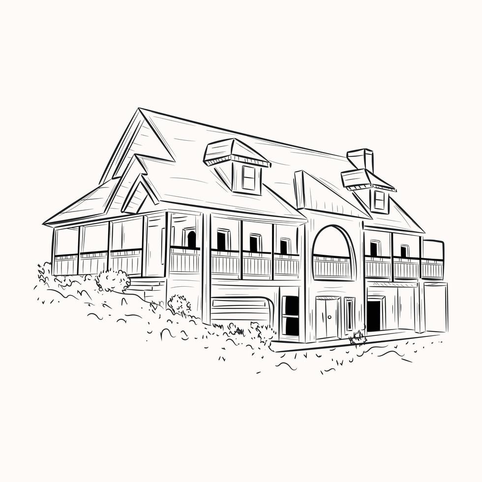 A scalable hand drawn illustration of house vector