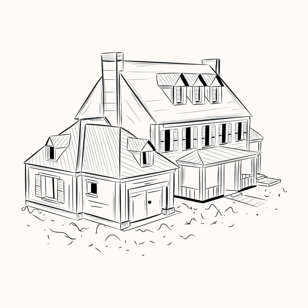 A scalable hand drawn illustration of house vector